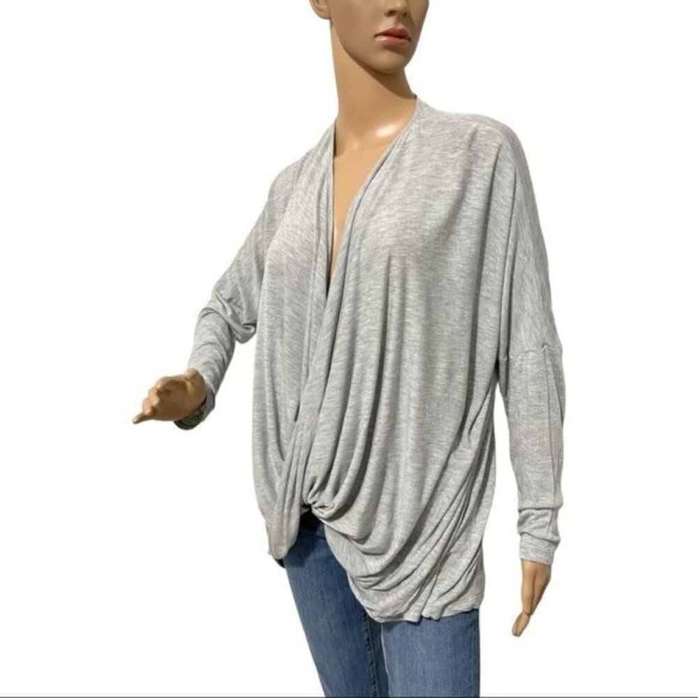 CABI Heather Grey Taylor Twist Draped Long Sleeve Blouse Size S - Picture 3 of 9